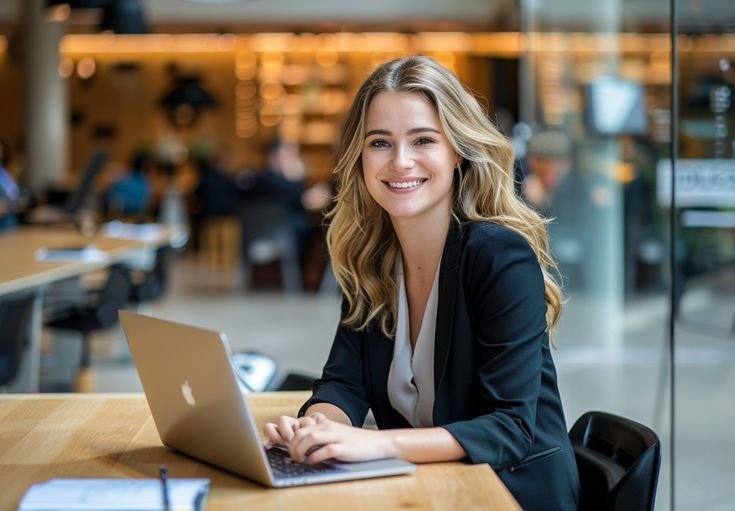 Confident Businesswoman at Desk | TheCandie.com
